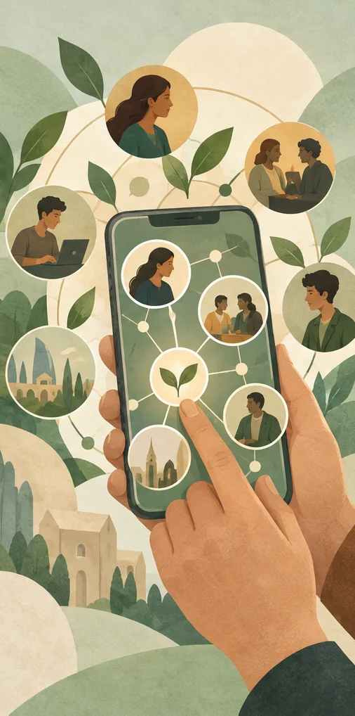 CHARE editorial illustration of people and local ideas working together
